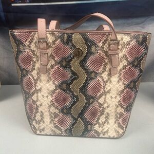 Stylish Pink Snake Print Tote Bag